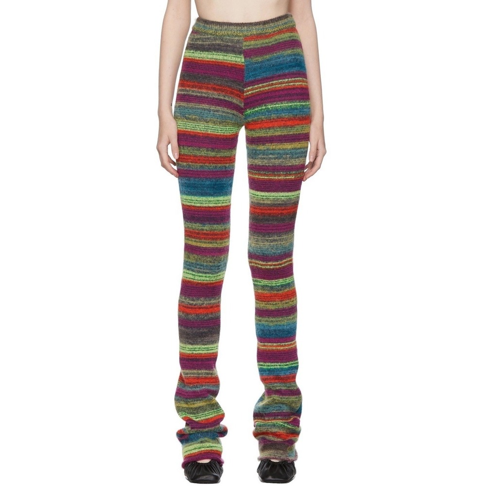 AGR Knit Flared Trousers Size XS Mohair Wool Blend High-Rise Stripes